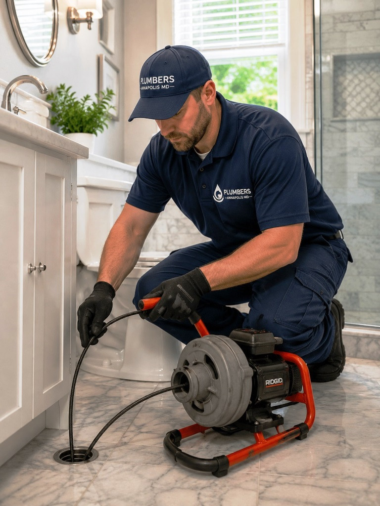 plumber using electric drain
